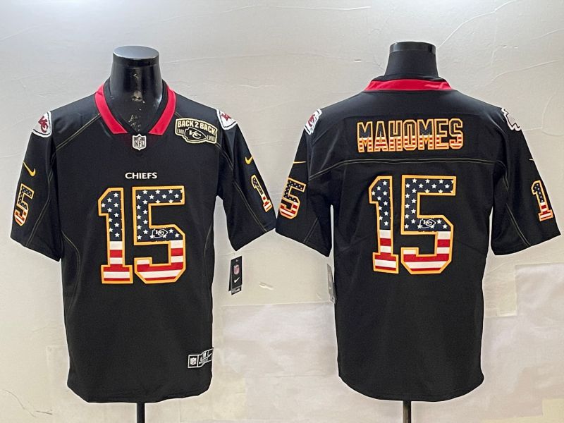 Men Kansas City Chiefs #15 Mahomes Black National Flag 2025 Nike Limited NFL Jersey style 2114